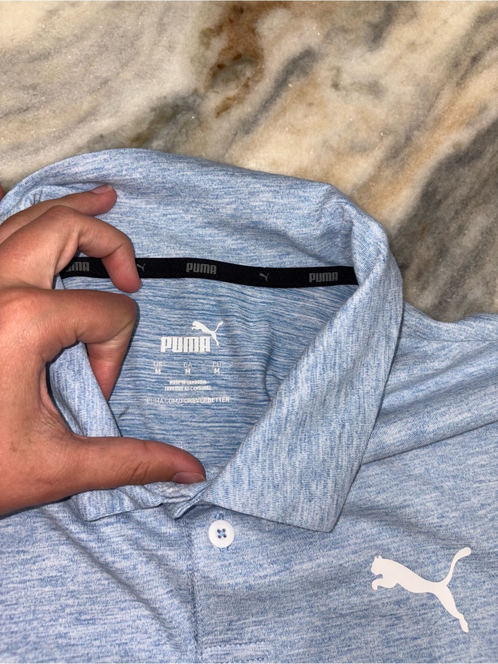 Puma Men’s Heather Sky Blue Polo - Picture 3 of 5